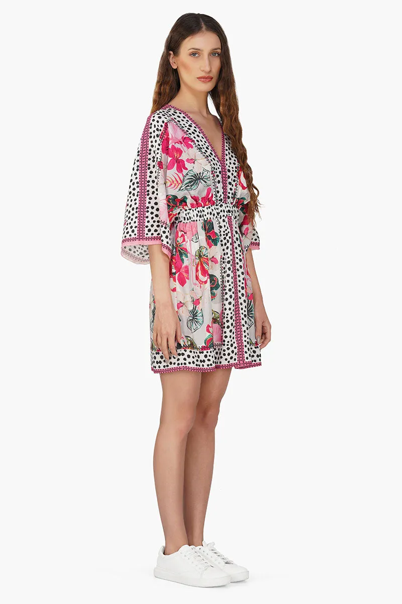 Flamingo Paradise Short Kaftan Dress