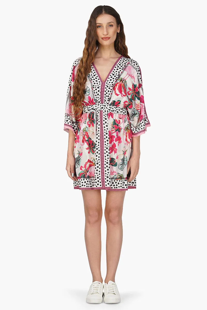 Flamingo Paradise Short Kaftan Dress