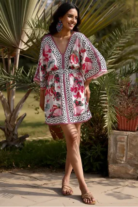 Flamingo Paradise Short Kaftan Dress