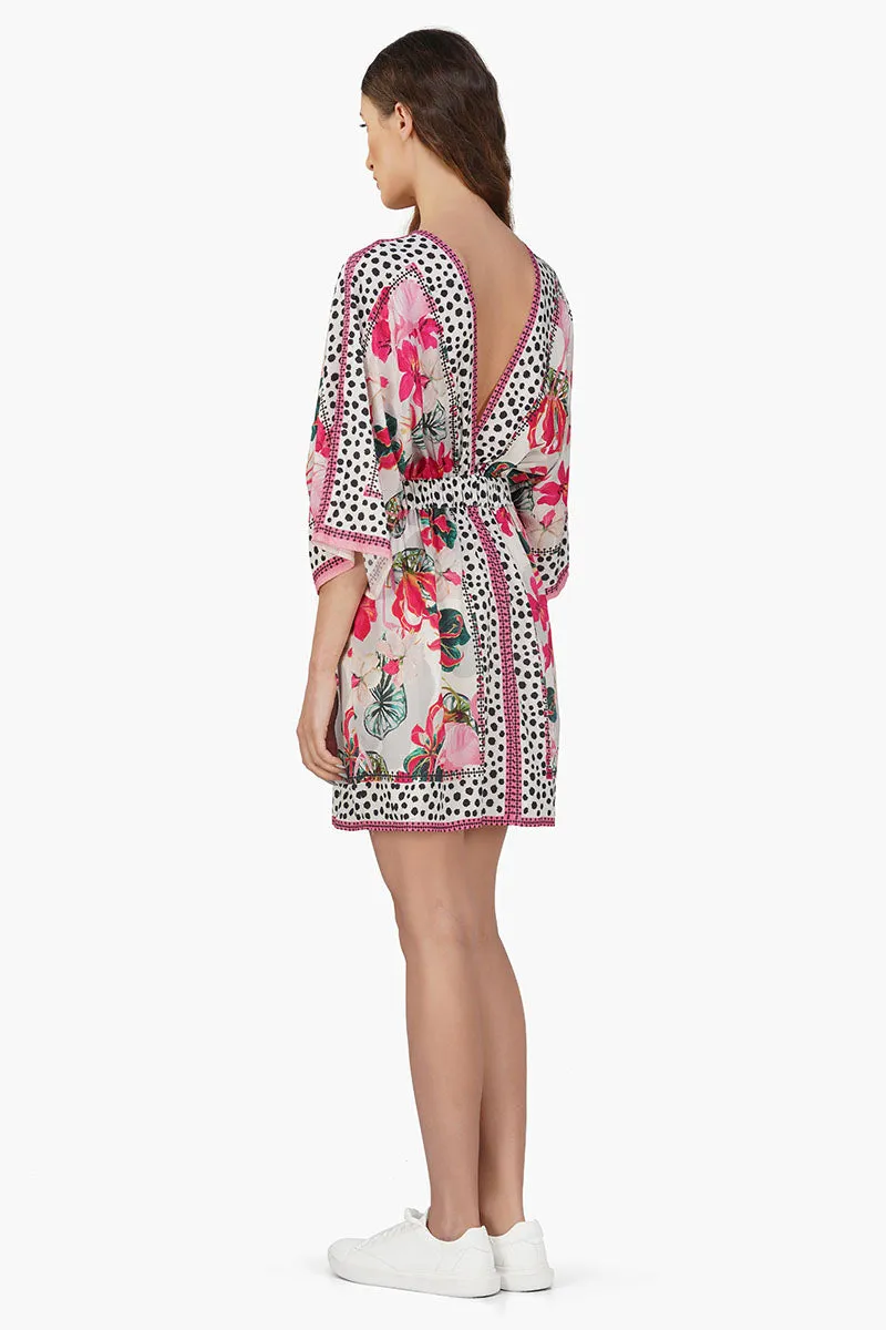 Flamingo Paradise Short Kaftan Dress