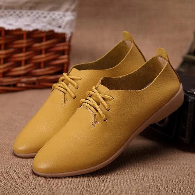 Flat Bottom Leather Loafer Sneakers