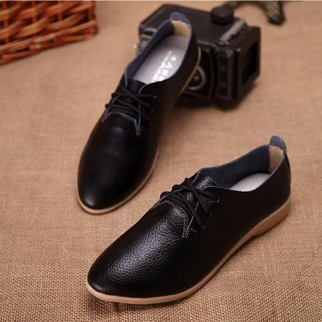 Flat Bottom Leather Loafer Sneakers