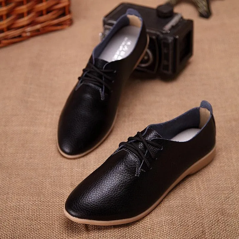 Flat Bottom Leather Loafer Sneakers