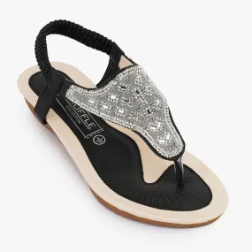 Flat embellished sandal