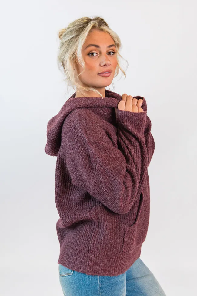 Found Your Love Wine Oversized Waffle Hooded Sweater