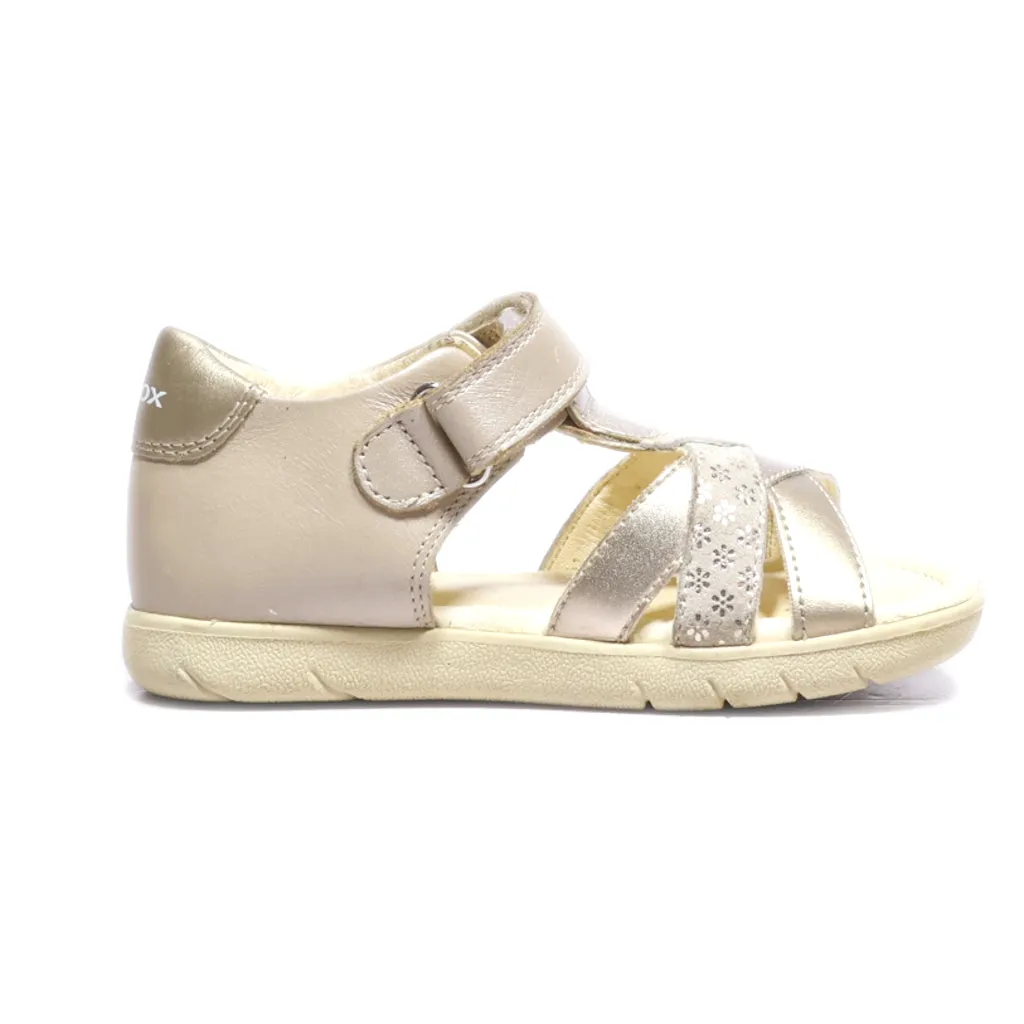 Geox Flat Sandals Leather Gold Colour For Kids