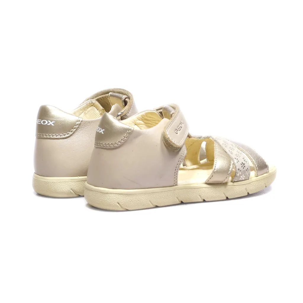 Geox Flat Sandals Leather Gold Colour For Kids