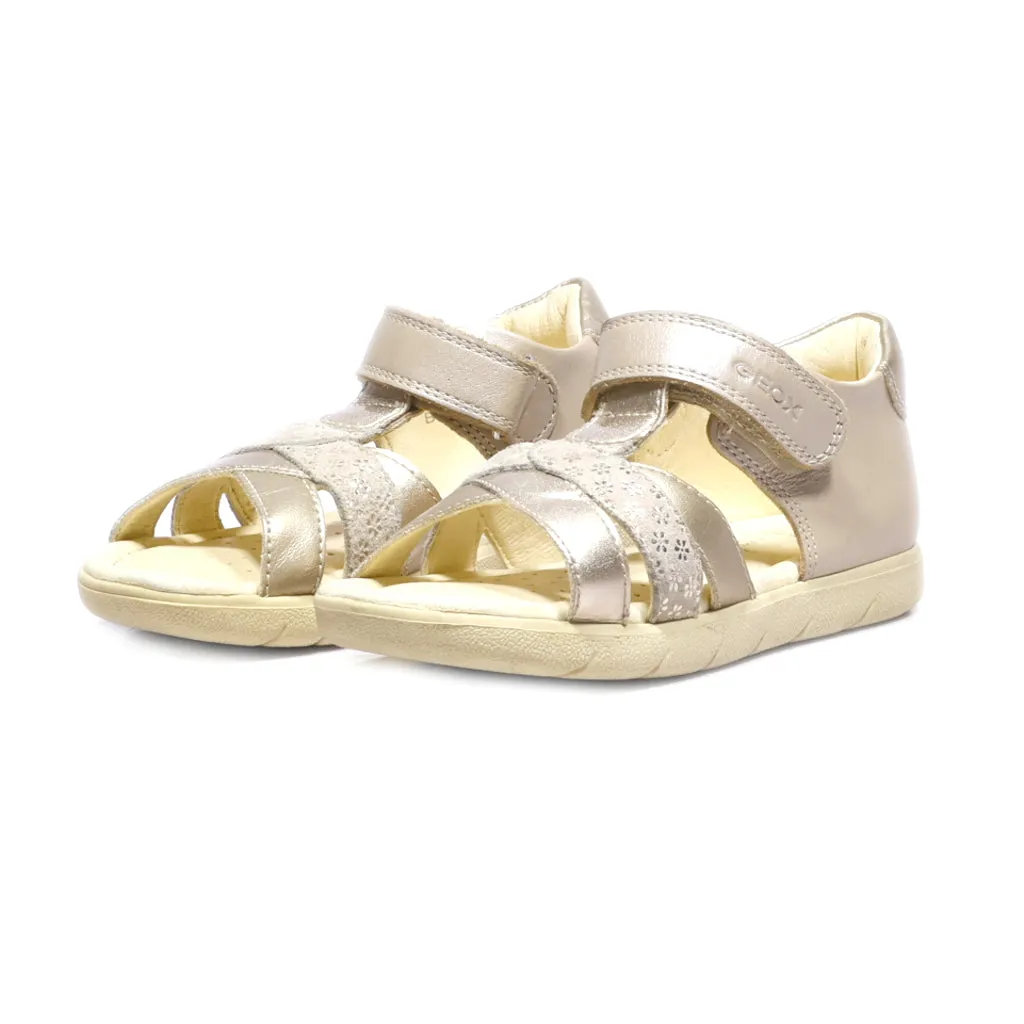 Geox Flat Sandals Leather Gold Colour For Kids