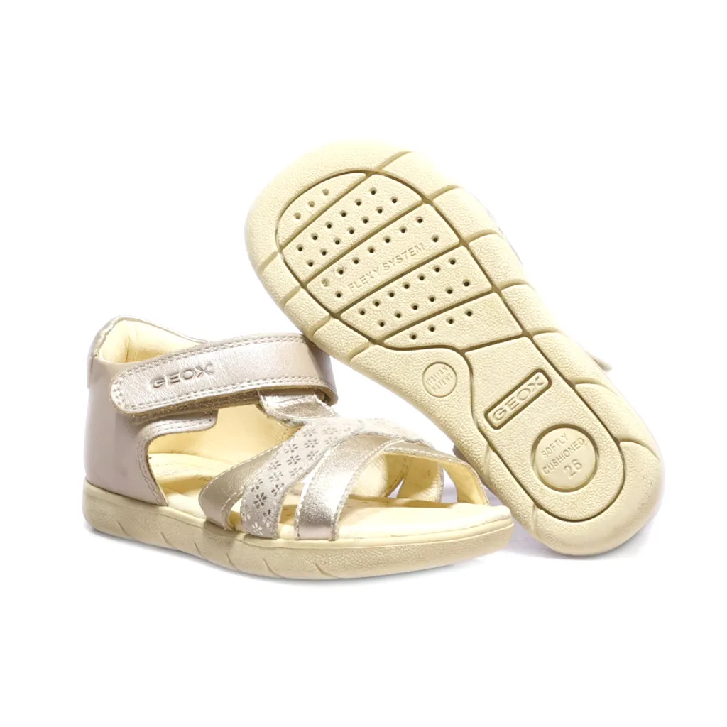 Geox Flat Sandals Leather Gold Colour For Kids