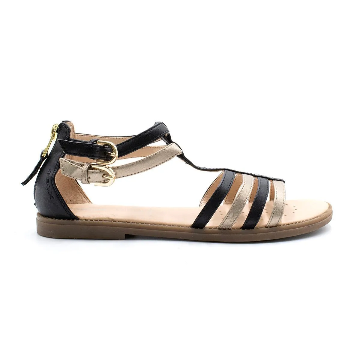 Geox Karly Flat Sandals Leather Black Colour For Women