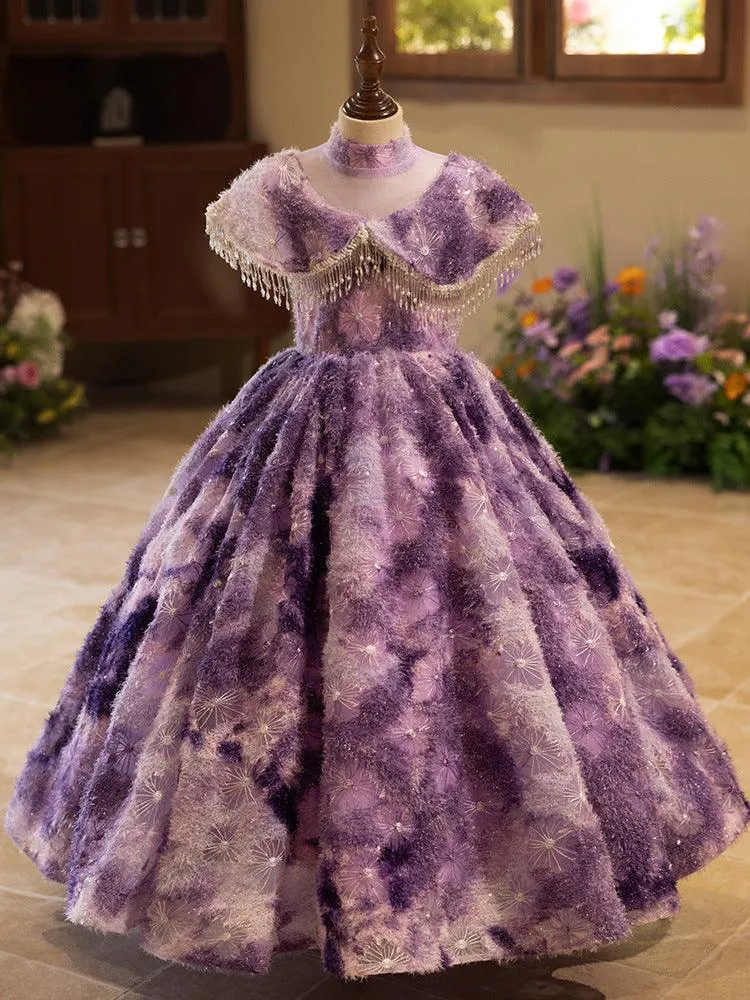 Girls sequin embroidered princess dress carnival birthday party catwalk long evening dress