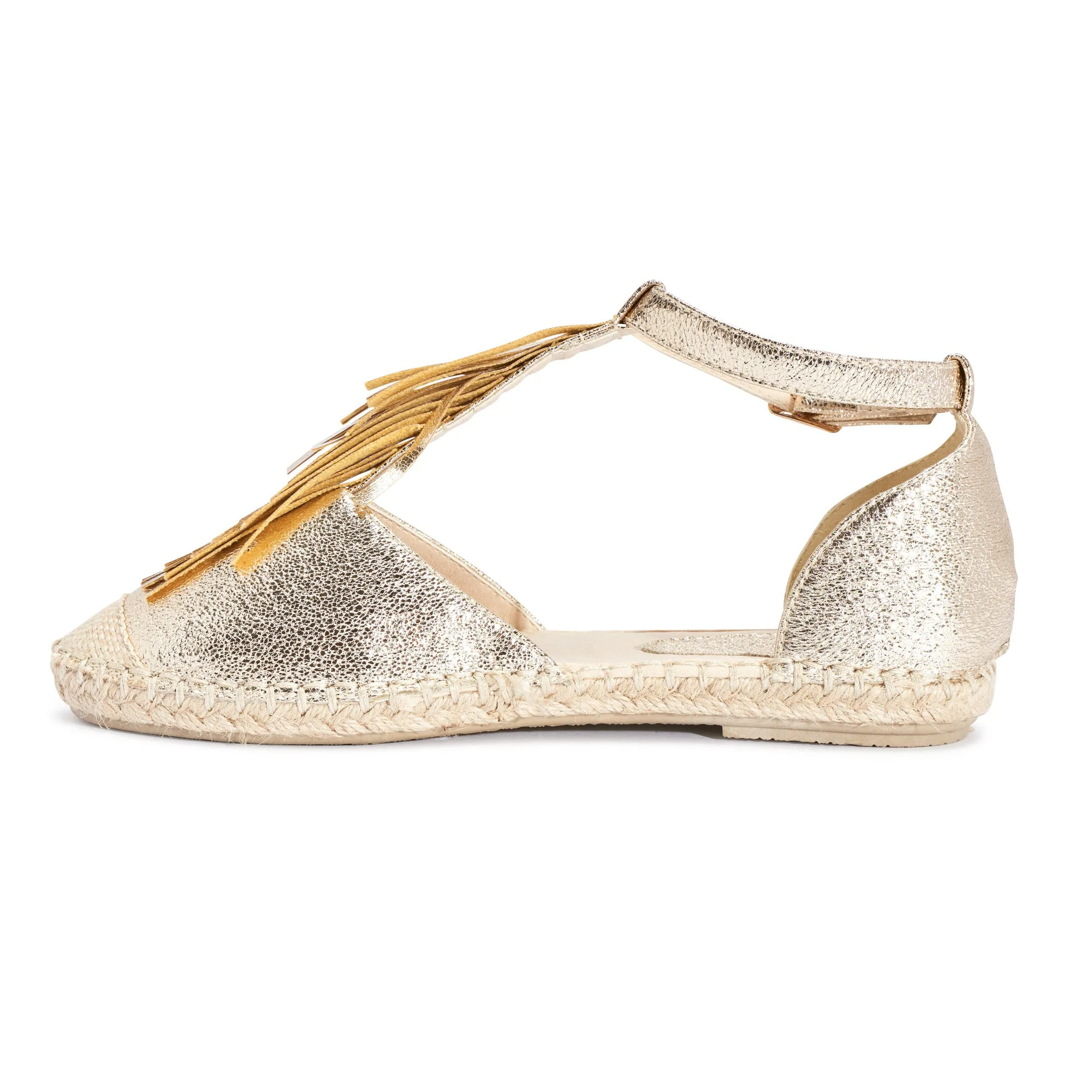 Gold Frindge Flat Sandal