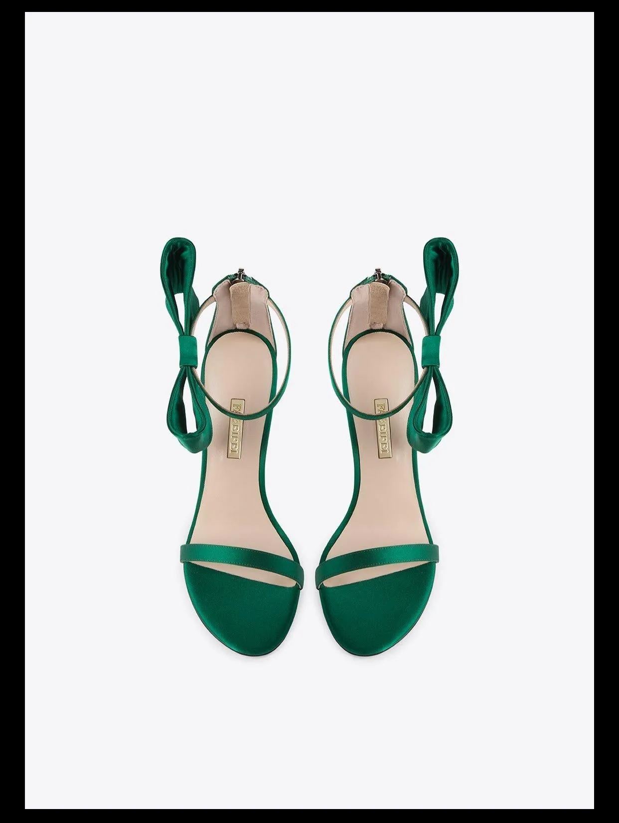 Green open-toe stiletto high heels bow belt sandals - Ariba