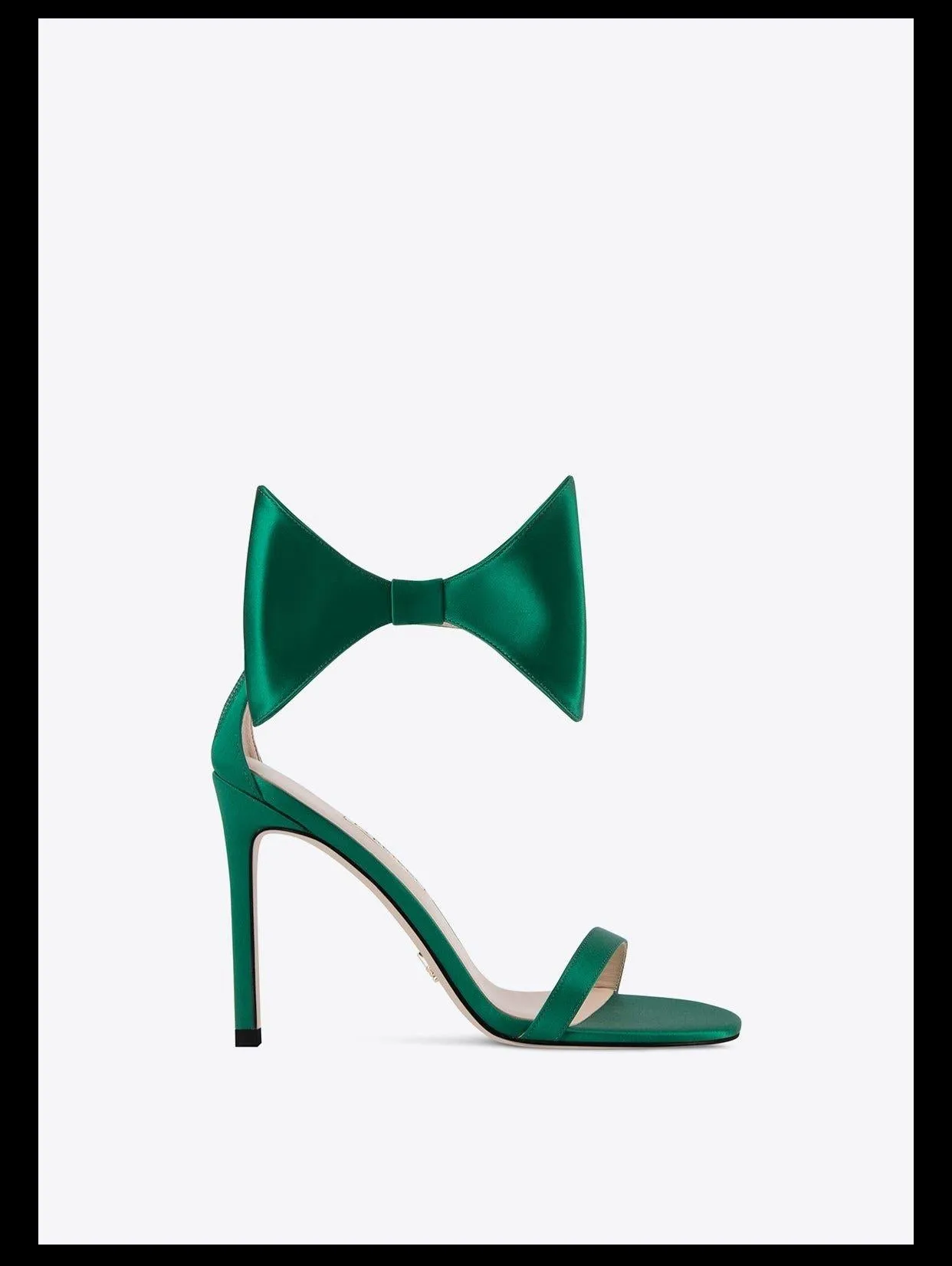 Green open-toe stiletto high heels bow belt sandals - Ariba