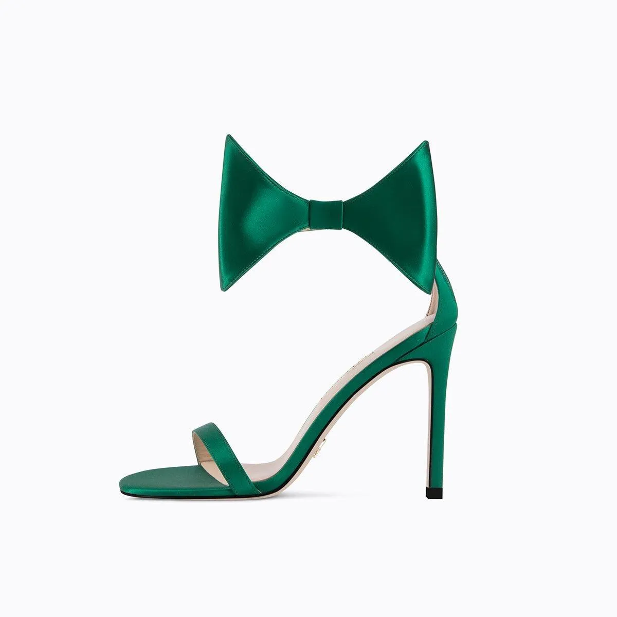 Green open-toe stiletto high heels bow belt sandals - Ariba