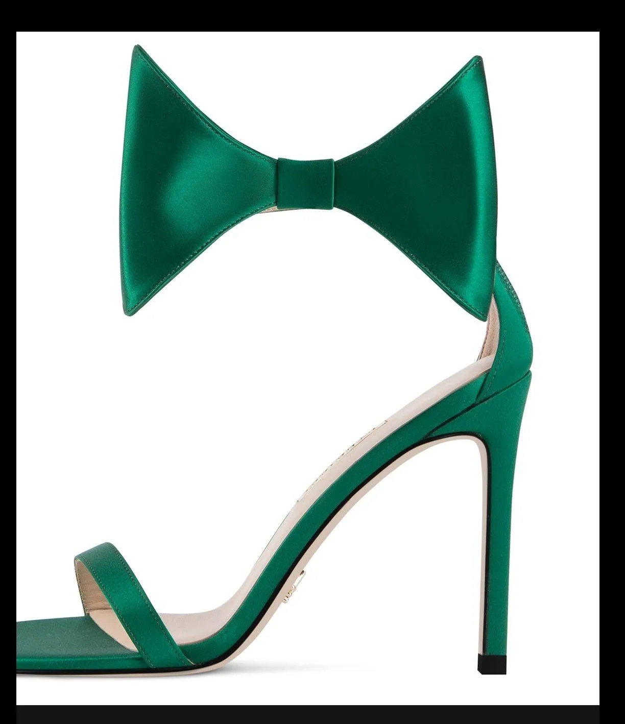 Green open-toe stiletto high heels bow belt sandals - Ariba