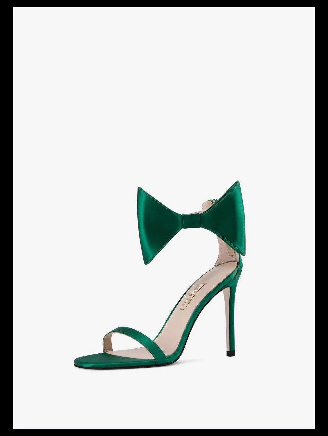 Green open-toe stiletto high heels bow belt sandals - Ariba