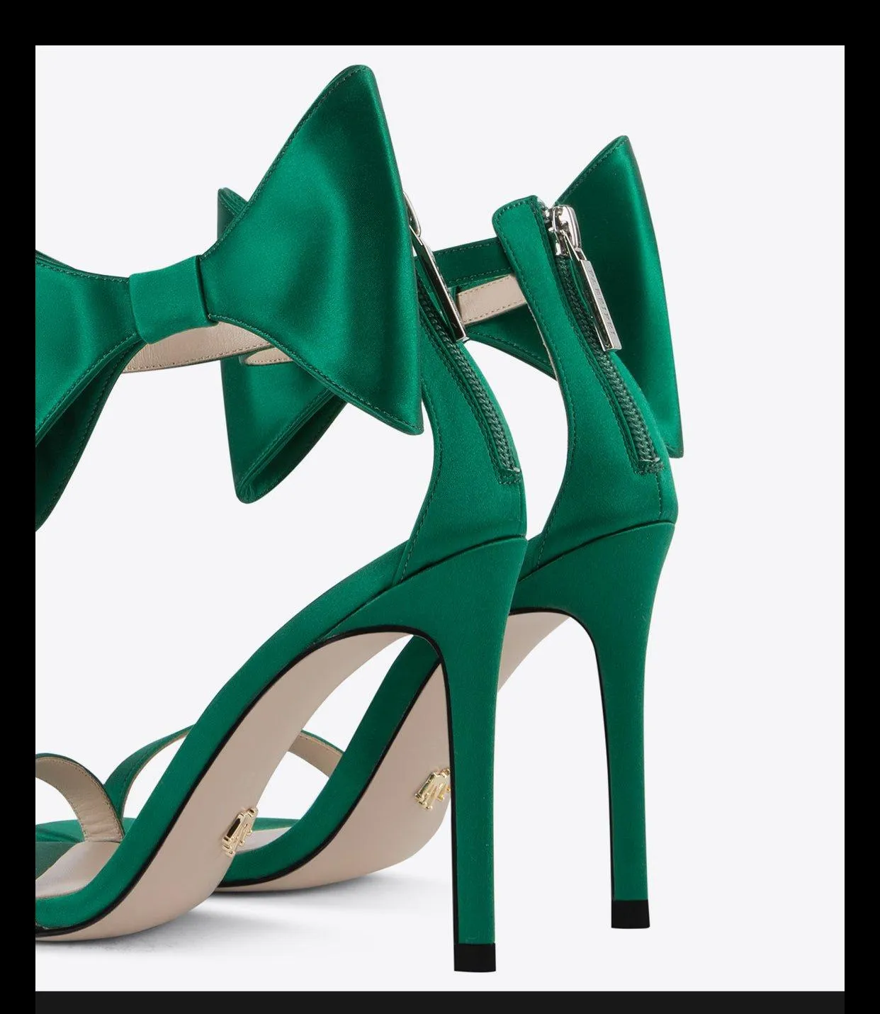 Green open-toe stiletto high heels bow belt sandals - Ariba