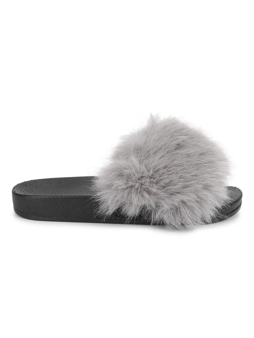 Grey Fur Slip-On Flats (TC-AMUNA1012-GRY)