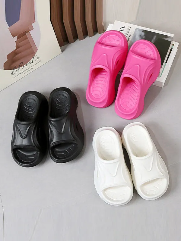 Hollow Solid Color Slippers Platform Shoes