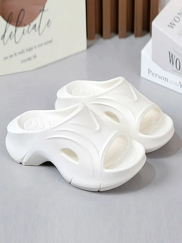 Hollow Solid Color Slippers Platform Shoes