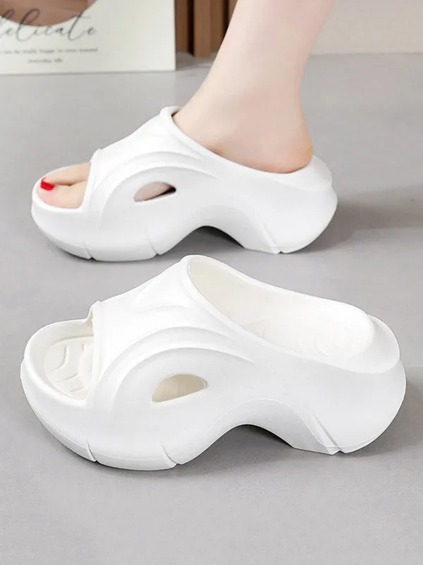 Hollow Solid Color Slippers Platform Shoes