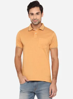 Honey Yellow Solid Slim Fit Polo T-Shirt | Greenfibre