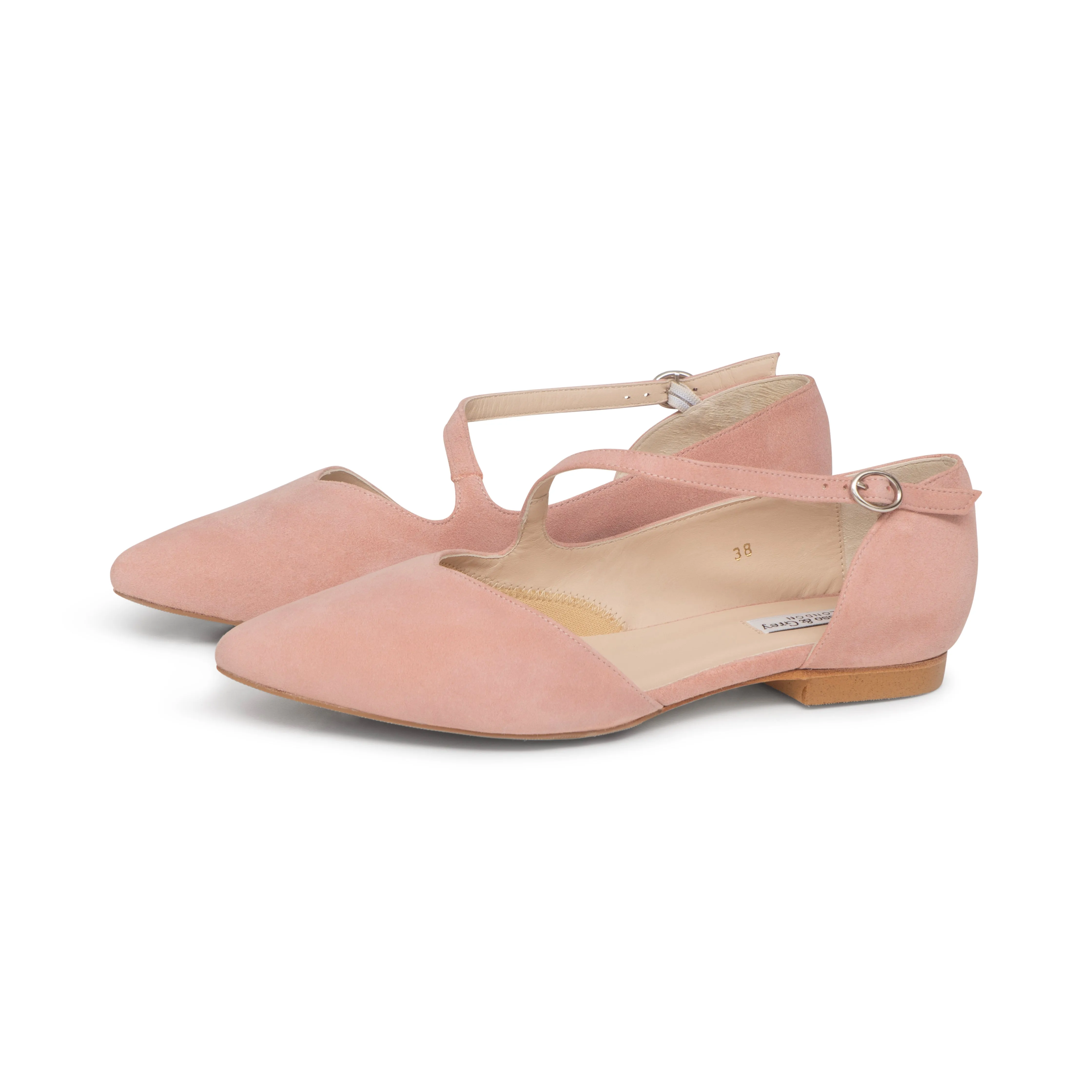 Indy Extra-Wide Fit Flats - Peony Pink Suede