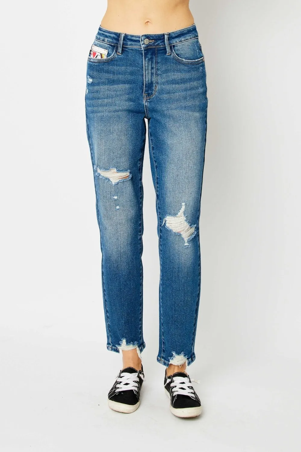 Judy Blue Full Size Distressed Boyfriend Fit Jeans