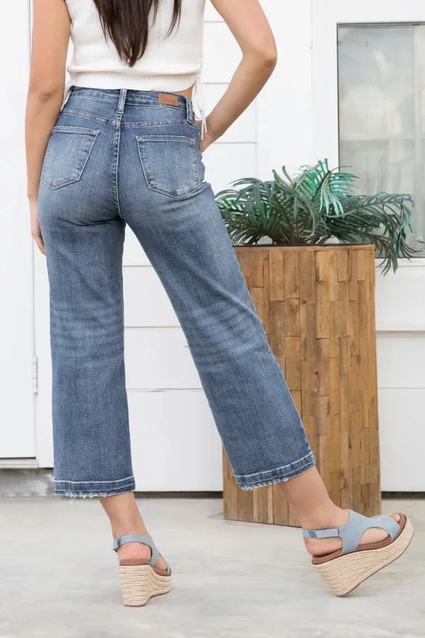 Judy Blue Live Laugh Love High-Rise Crop Wide Leg Denim