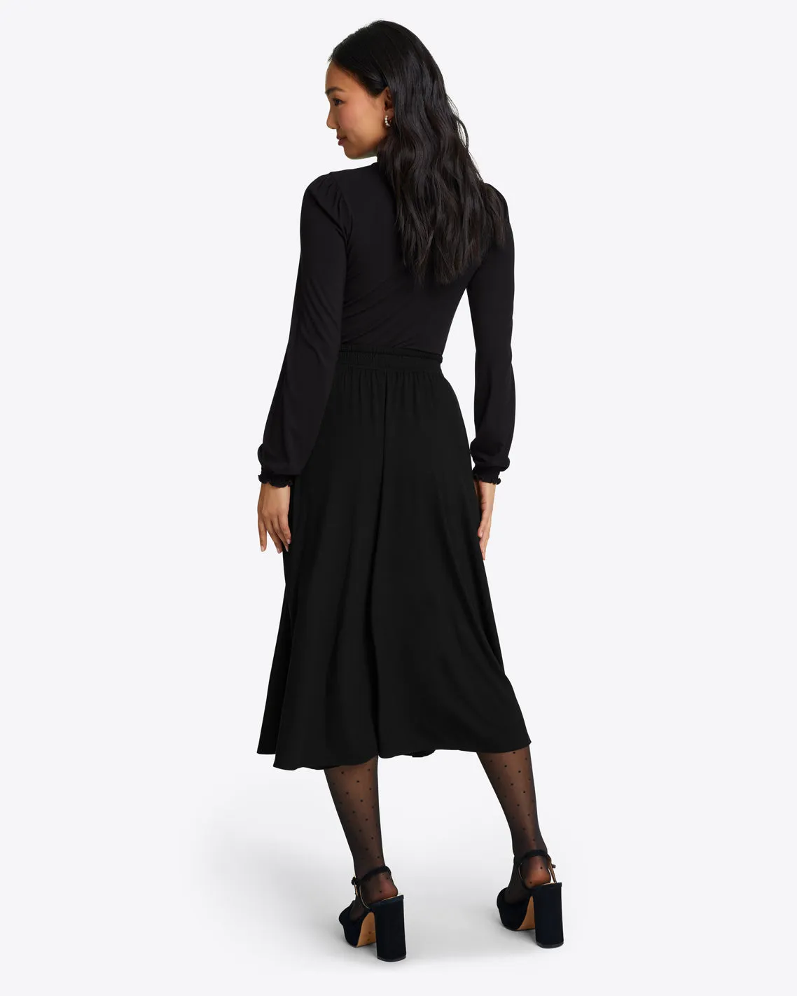 Knit Midi Skirt in Black