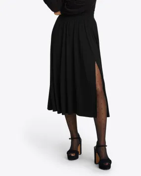 Knit Midi Skirt in Black