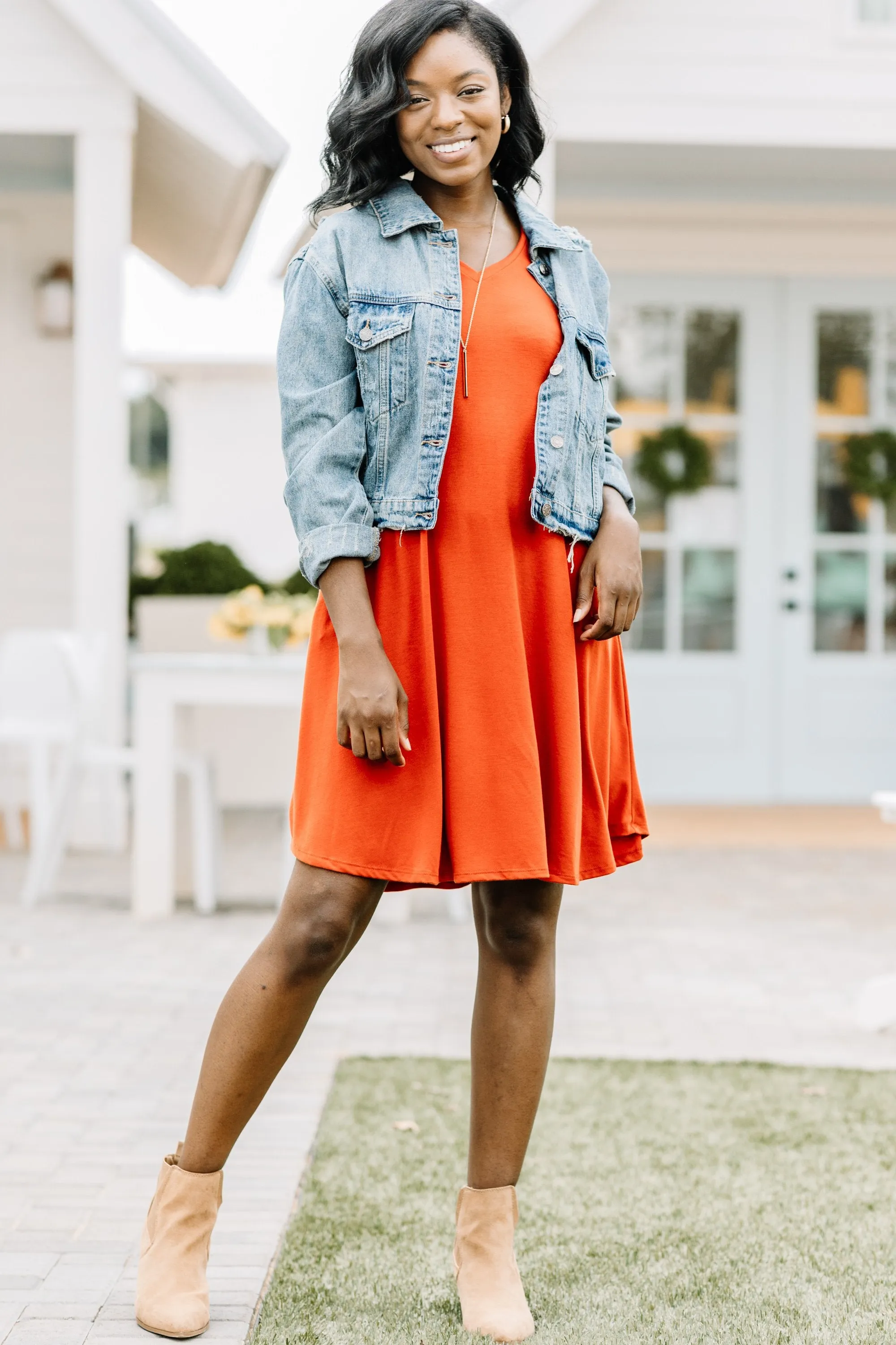 Lean On Me Ash Copper Orange T-shirt Dress