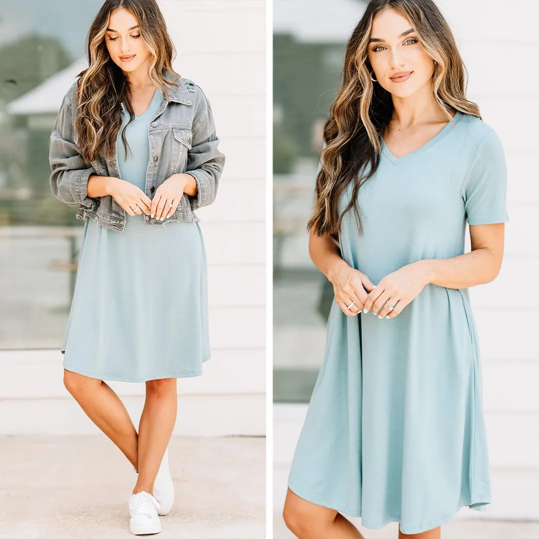 Lean On Me Blue Gray T-shirt Dress