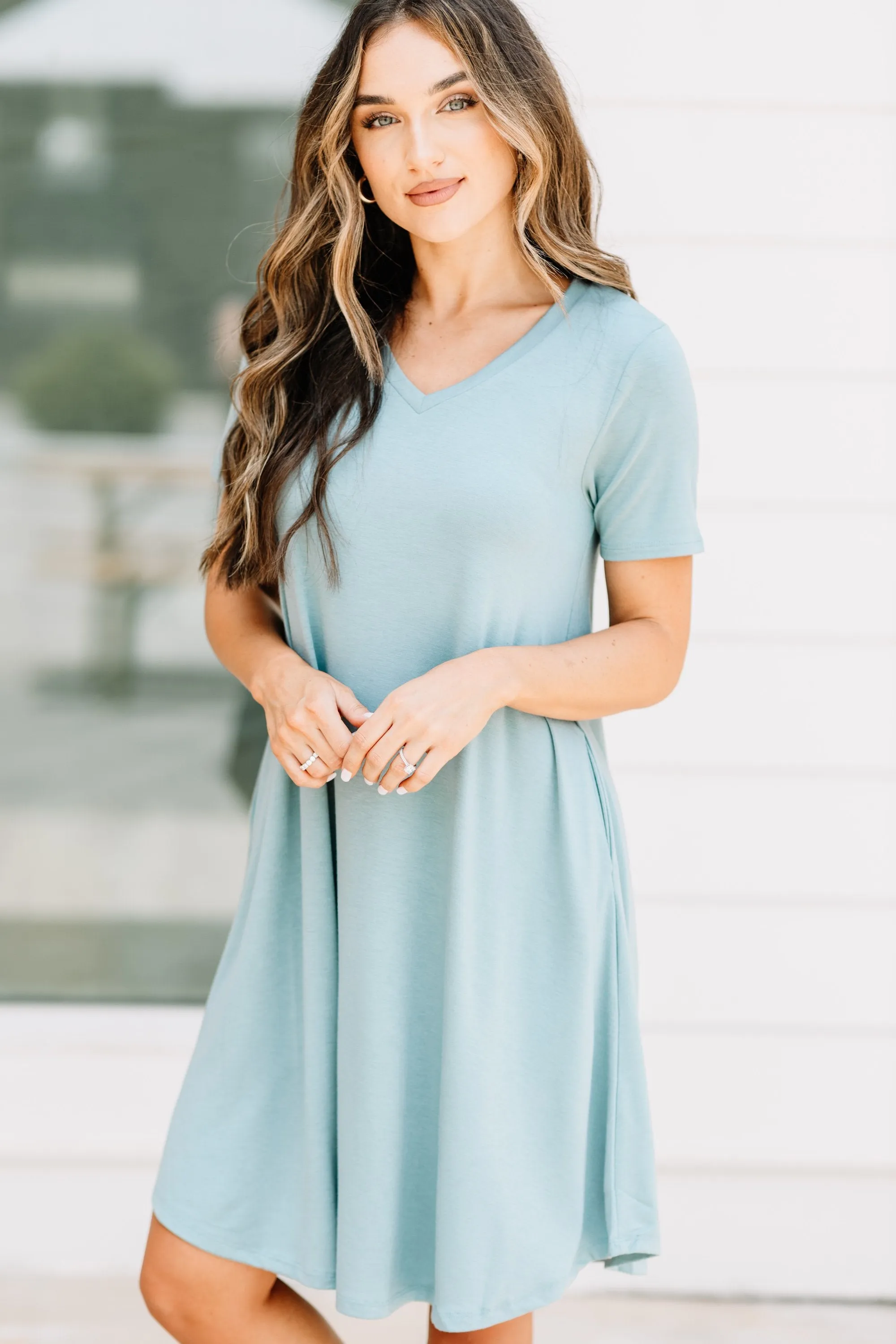 Lean On Me Blue Gray T-shirt Dress