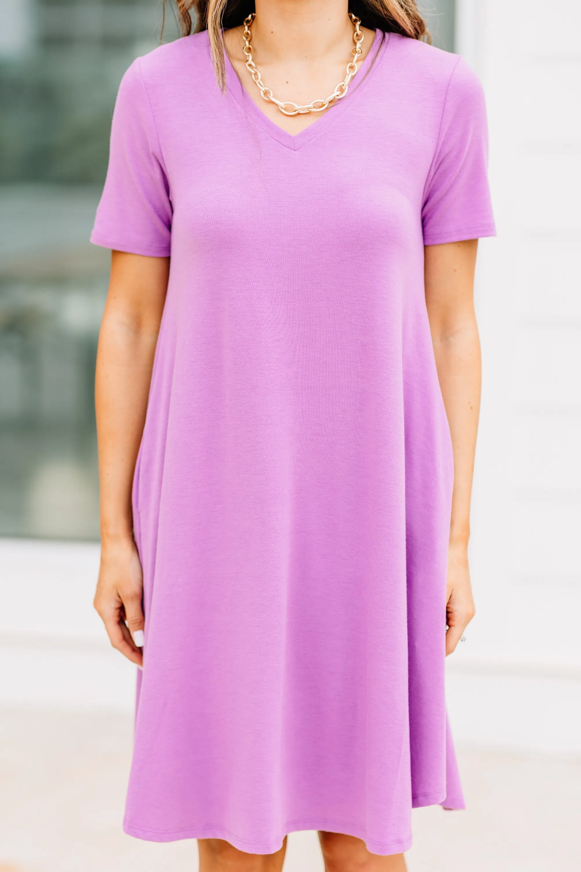 Lean On Me Dark Mauve Pink T-shirt Dress