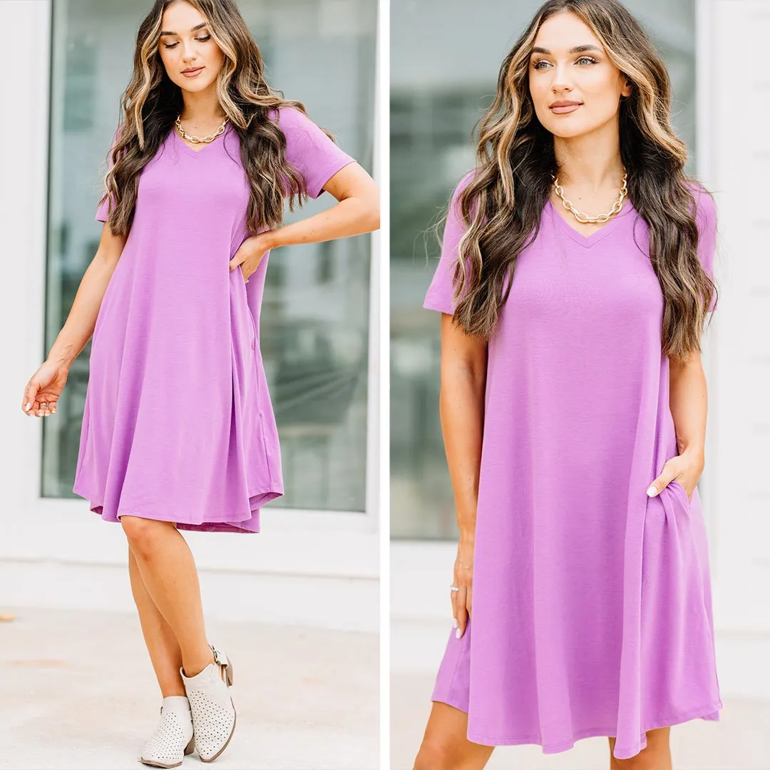 Lean On Me Dark Mauve Pink T-shirt Dress