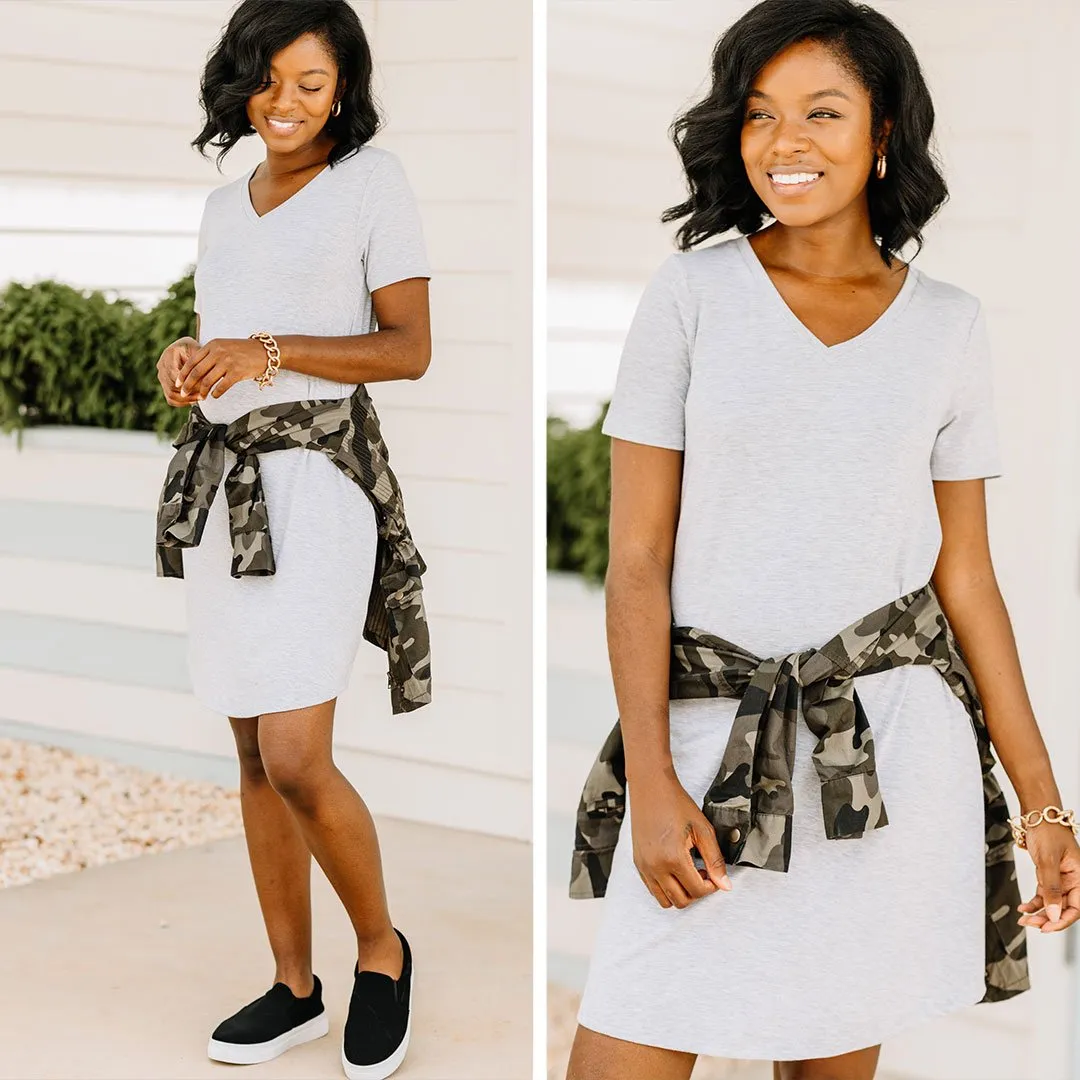 Lean On Me Heather Gray T-shirt Dress