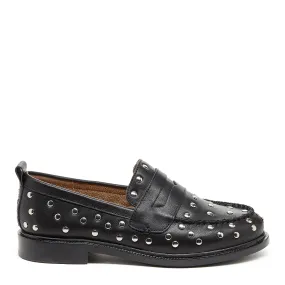 Lens Black Stud Loafers