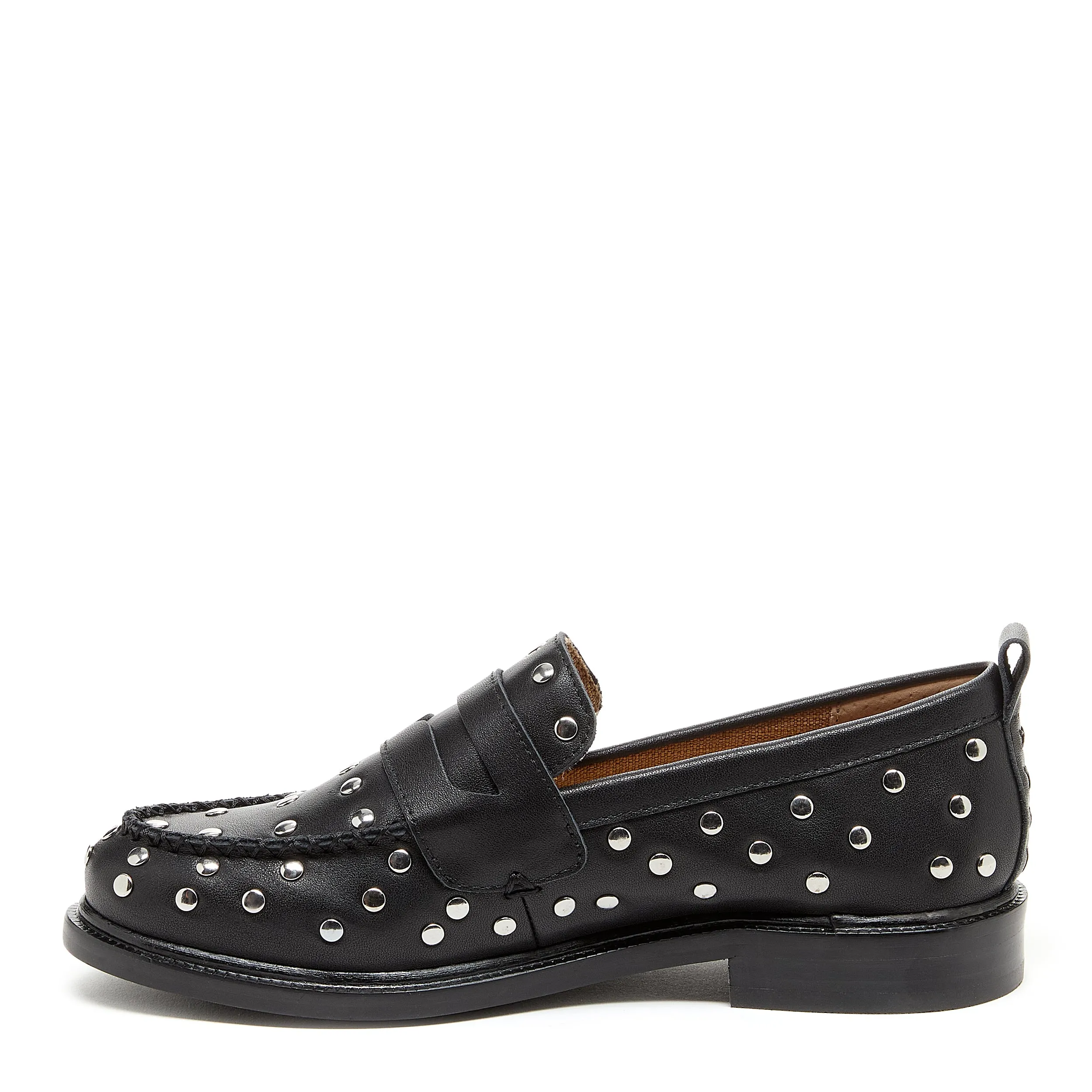 Lens Black Stud Loafers