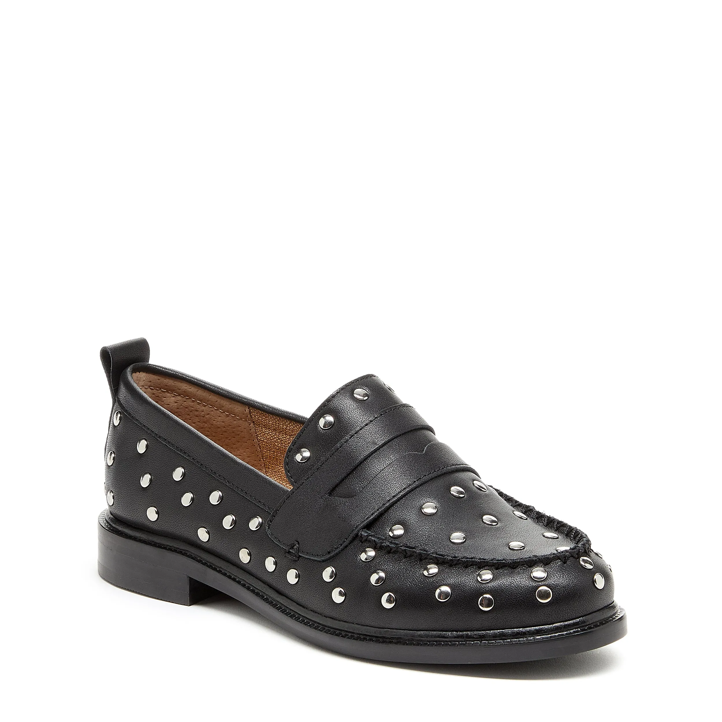 Lens Black Stud Loafers