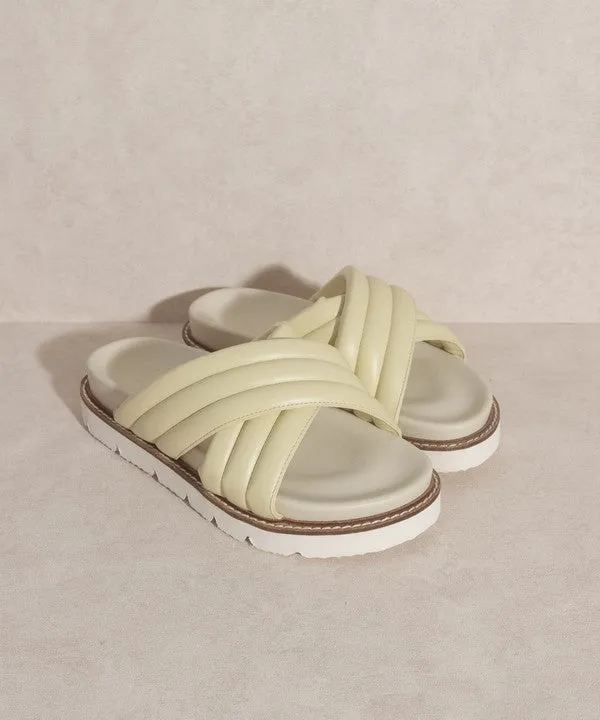 Light Yellow Puffed Strap Slide