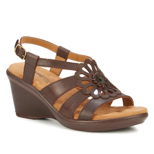 Lulu Wedge Sandal: Tobacco Leather I Walking Cradle