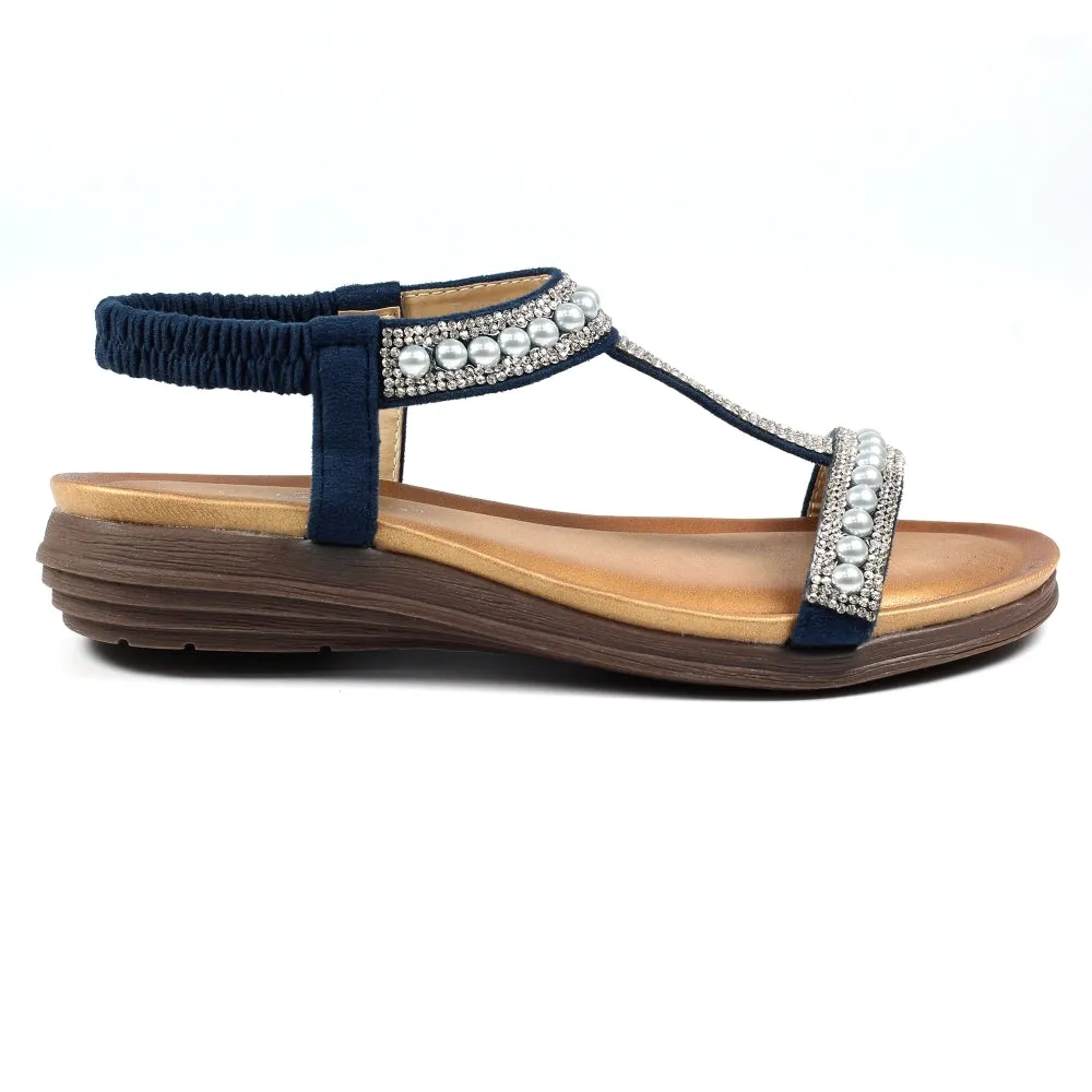 Lunar JLH078 BL - Tancy Blue Pearl Detail Sandal