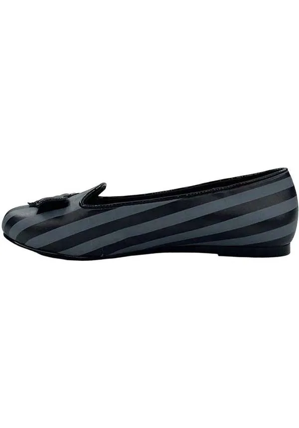 Lydia Bat Striped [Grey/Black] | FLATS