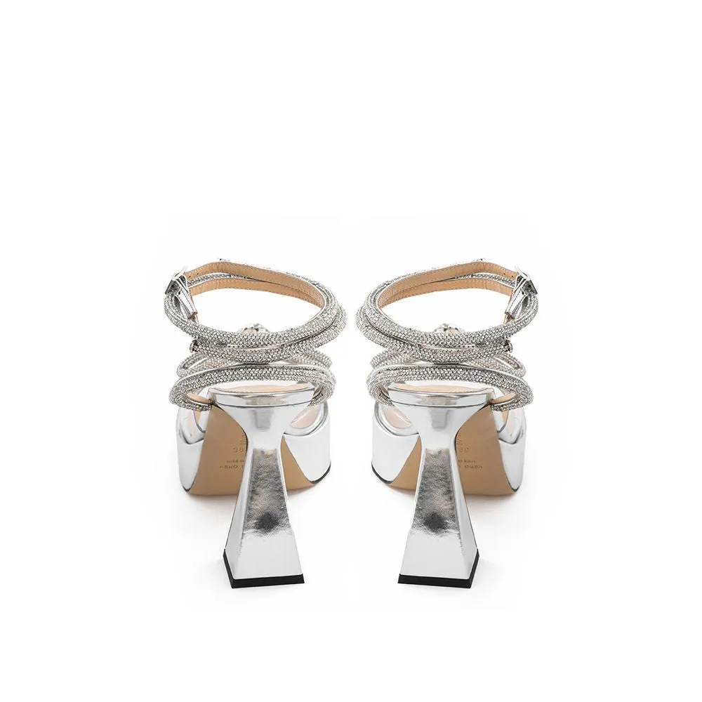 MACH & MACH Elegant Silver Leather Platforms