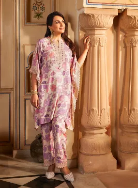 Mahin Mauve Printed Kaftan Kurta Set for Women