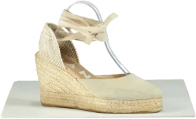 Manebi Beige Suede Espadrille Wedges UK 6 EU 39