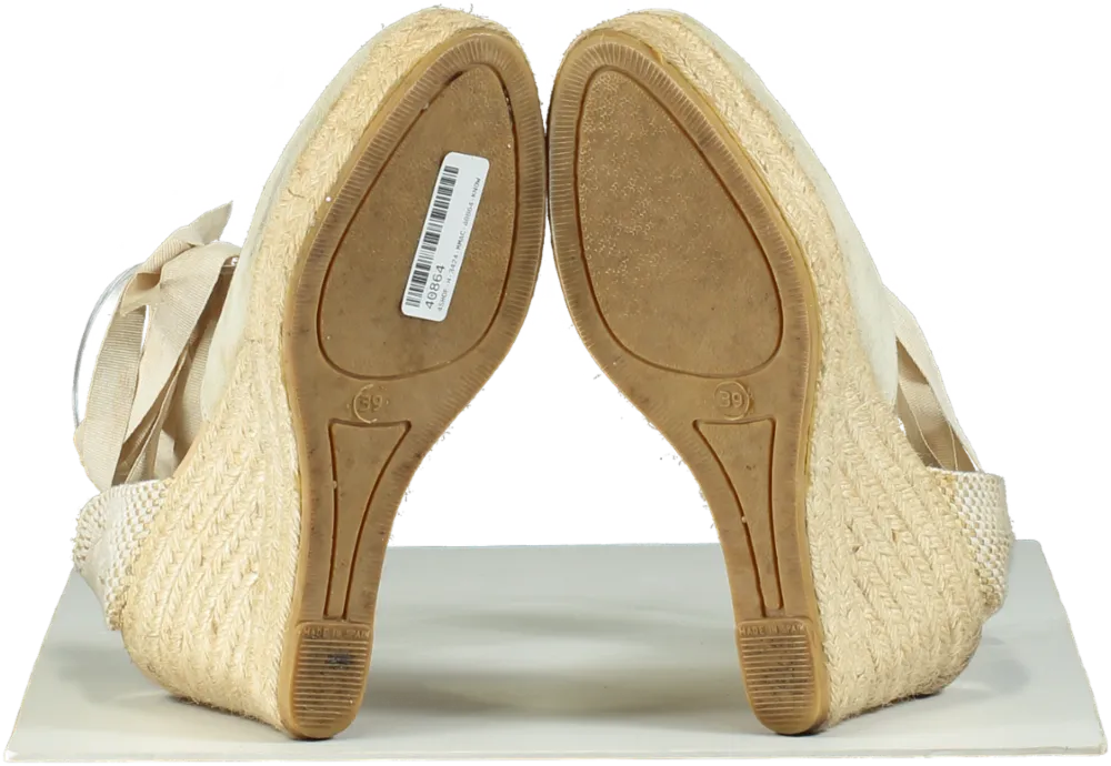 Manebi Beige Suede Espadrille Wedges UK 6 EU 39