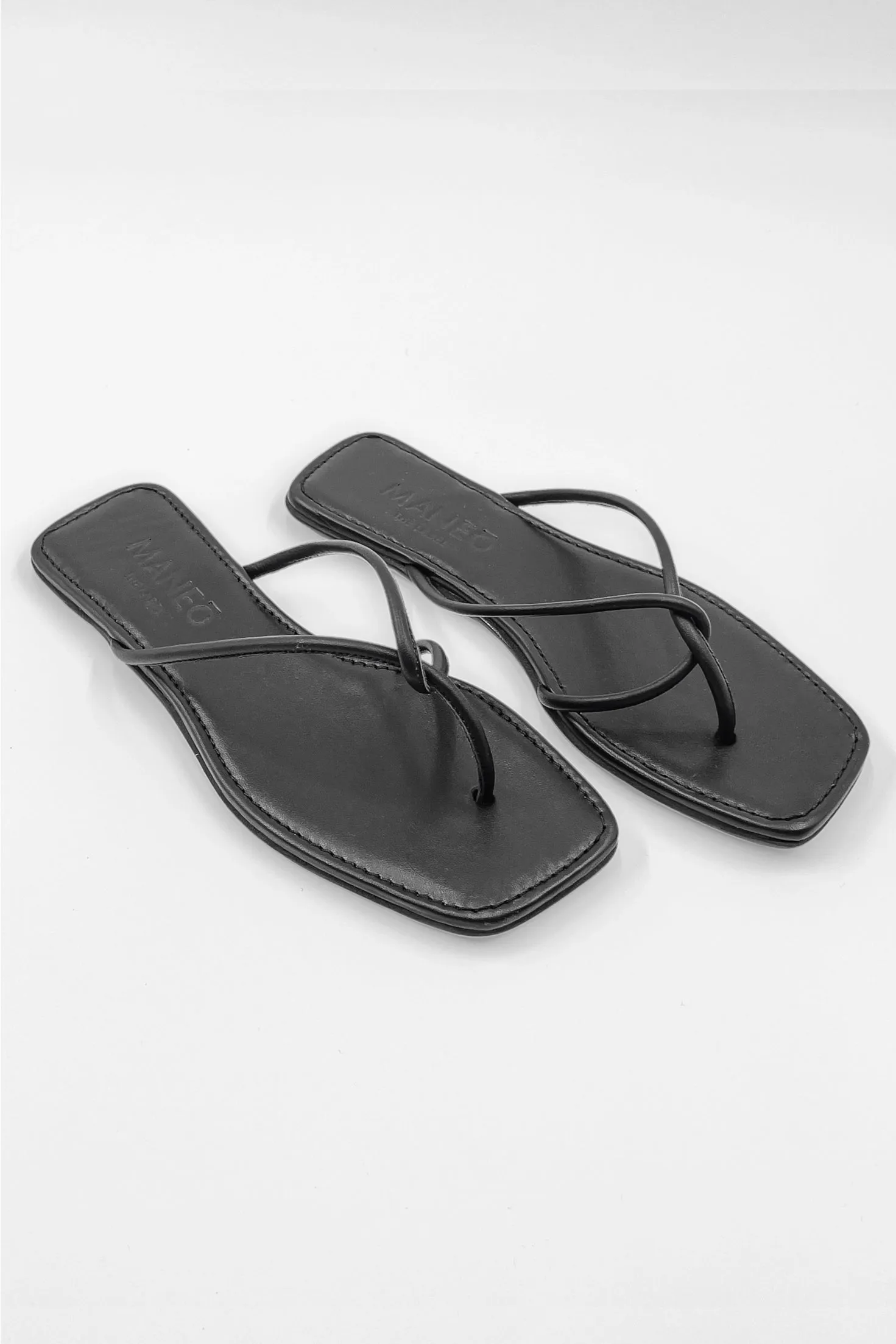 Marta Leather Slide Sandal | Black